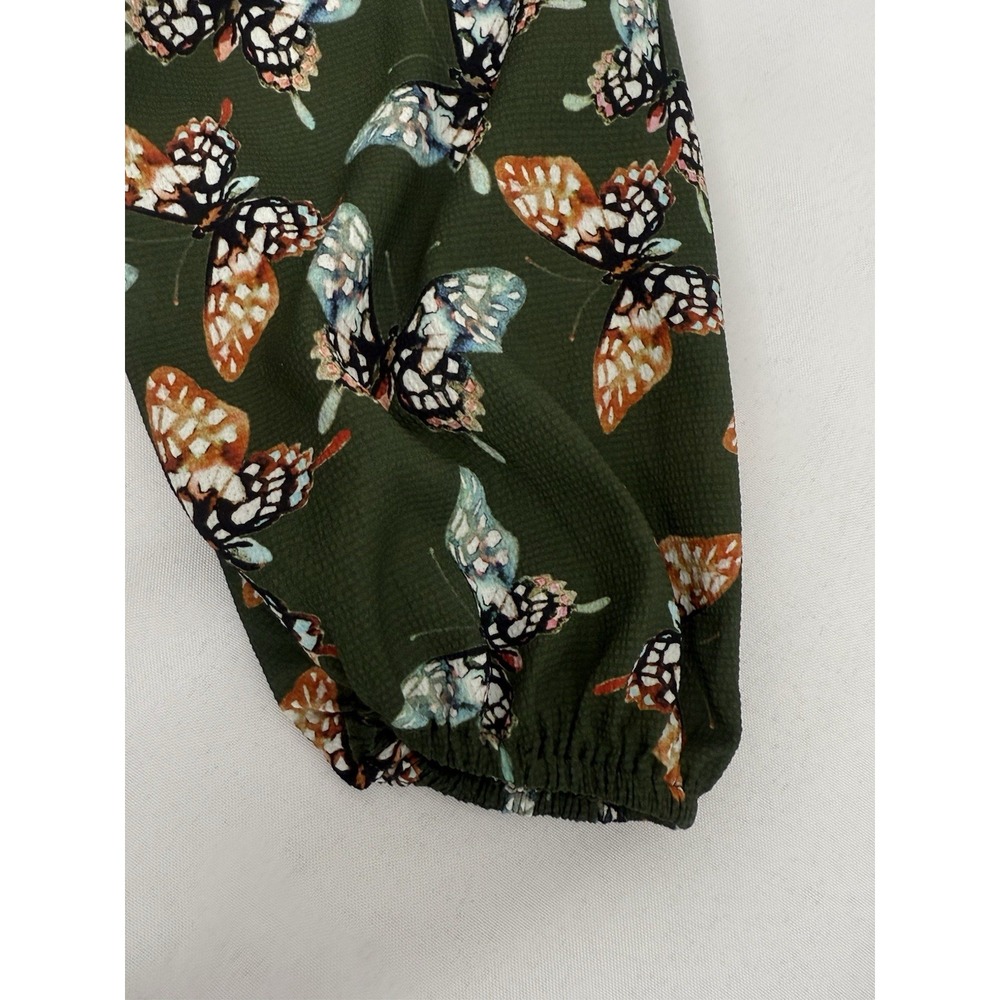 Adelyn Rae Green Butterfly Dress 3/4 Sleeve Pockets Womens Size M - Picture 6 of 9